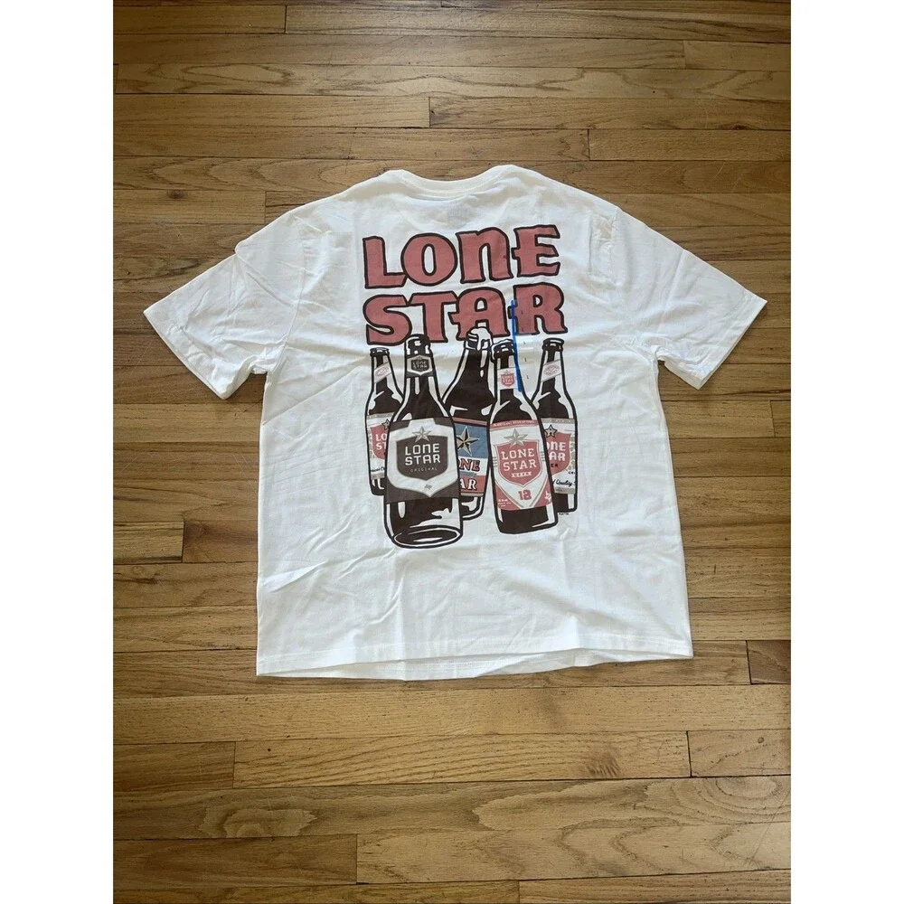 Lone Star Beer T-Shirt Adult Large Whisper White NWT